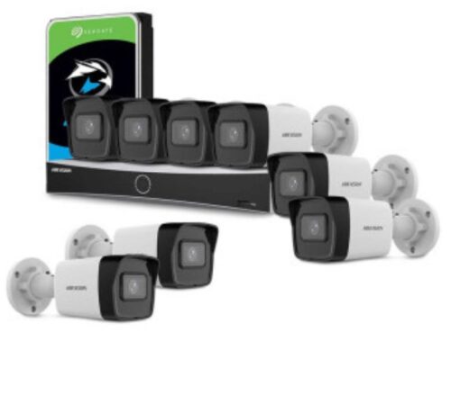 Kit de supraveghere IP, 8 camere exterior 4MP, 2.8mm, IR 30 metri si NVR 8 canale, KITIP-8X-4MP2830POE
