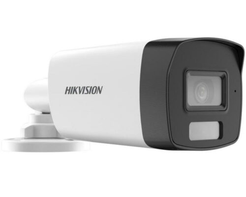 Camera supraveghere Hikvision 2MP – vedere laterală, LED alb și IR, microfon integrat, protecție IP67, lentilă 2.8mm
