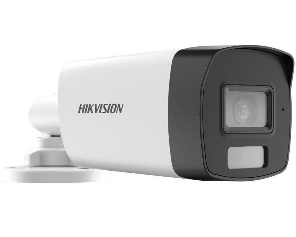 Camera supraveghere Hikvision 2MP – vedere laterală, LED alb și IR, microfon integrat, protecție IP67, lentilă 2.8mm