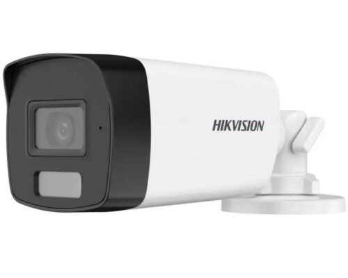 Camera Supraveghere Hikvision 2MP – vedere frontală, LED alb, iluminare IR, microfon integrat, carcasă IP67