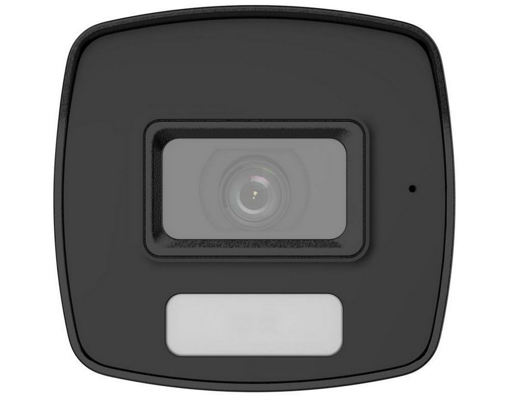 Camera Supraveghere Hikvision 2MP – vedere frontală, LED alb, iluminare IR, microfon integrat, carcasă IP67