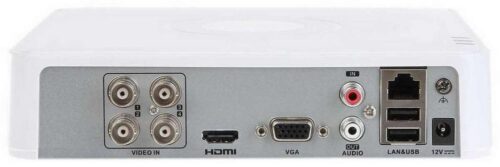 Panou spate DVR Hikvision 5 în 1 – 4 intrări video, HDMI, VGA, audio coaxial, LAN, USB, alimentare 12V