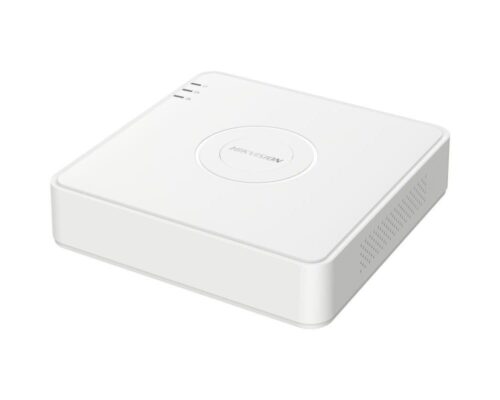 DVR Hikvision 4 canale Turbo HD 1080p, H.265 Pro, carcasă albă compactă, compatibil camere analog și IP