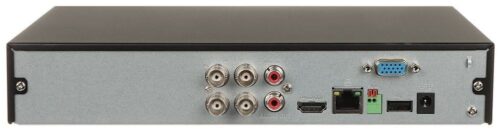 Panou spate DVR Dahua XVR5104HS – conectori video, audio, HDMI, USB, rețea, VGA, alimentare 12V