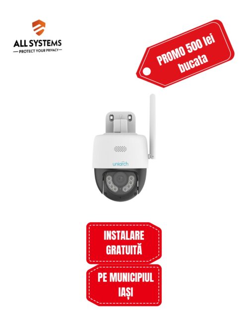 Camera IP PT WiFi, rezolutie 3MP, lentila 4mm, IR 30m, WL 10m, Audio bidirectional - Uniarch